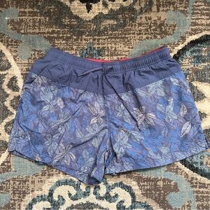 Columbia Blue Leaf Pattern Athletic Shorts Size Small